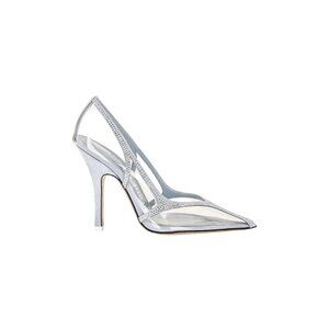 THE ATTICO Venus Chrome Pumps in Dusty Baby 38 New Womens Crystal High Heels